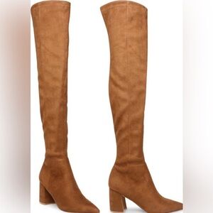 Steve Madden Brown Suede Over the Knee Heeled Boots Size 7
